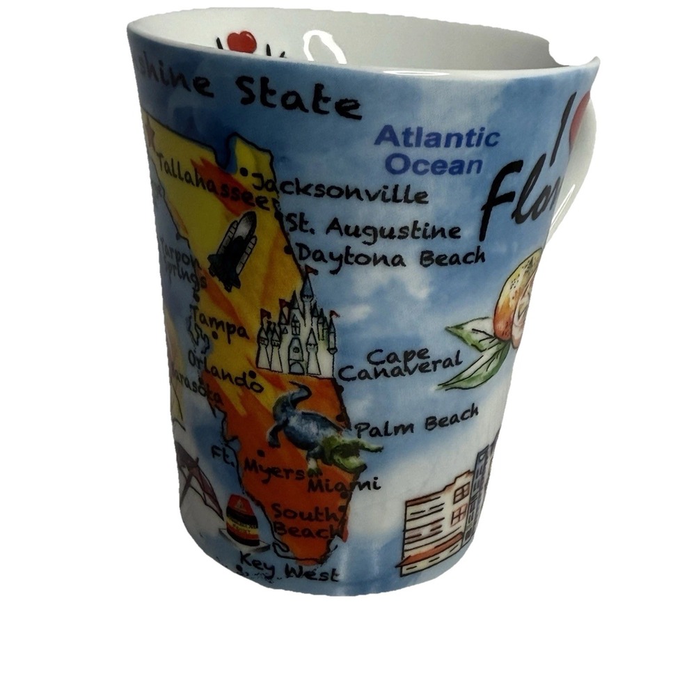 FLORIDA MAP MUG. THE STATE OF FLORIDA MUG. FLORIDA DECO‎ MUG. B354